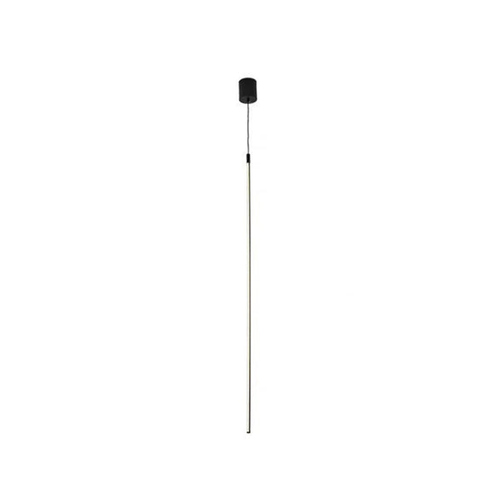 Black Led Stick Pendant: Bedroom Linear Suspension Lighting With Minimalist Metal Design / 47’ Warm