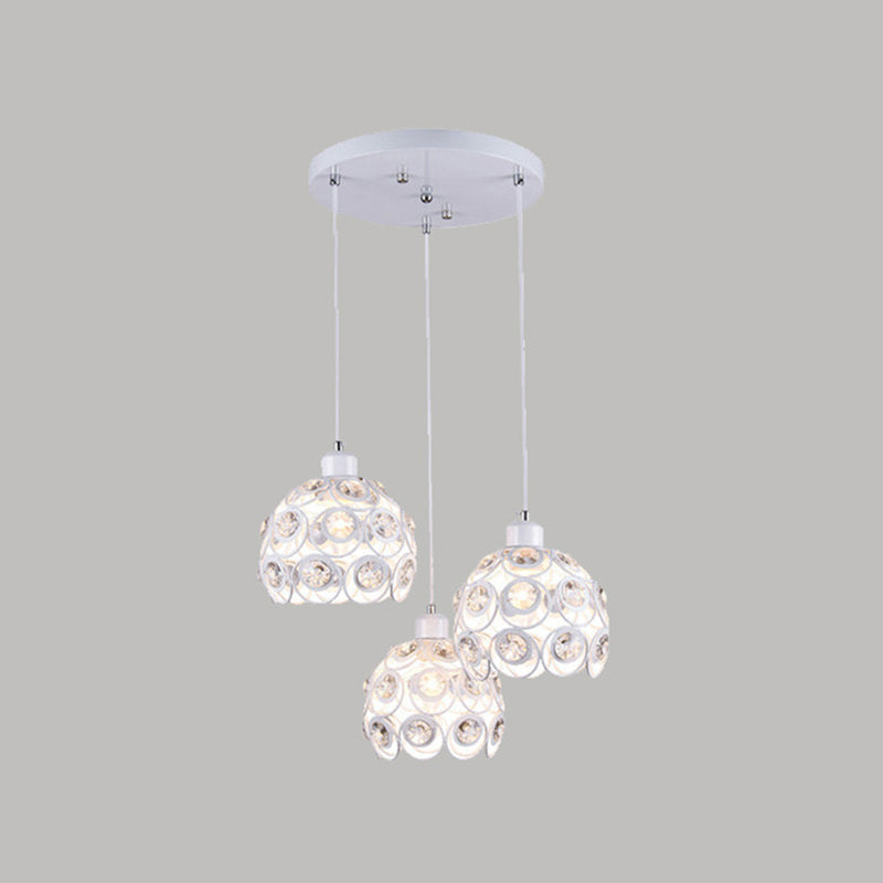 Dome-Shaped Crystal Hollow Pendant Lamp: Minimalist Modern Hanging Light Fixture 3 / White 8