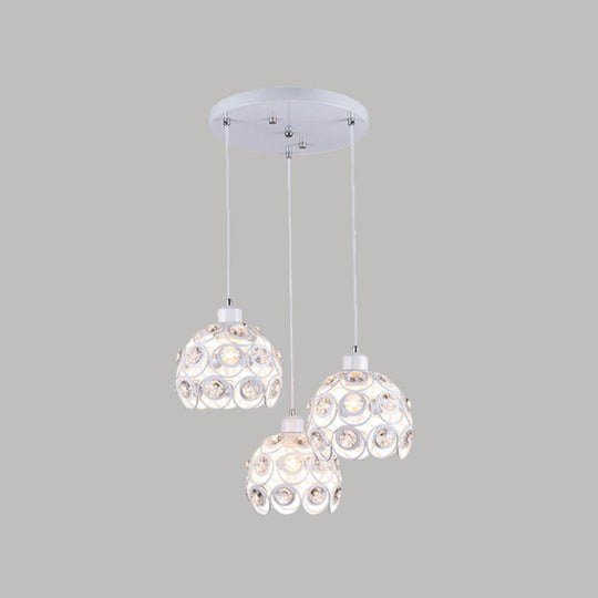 Dome-Shaped Crystal Hollow Pendant Lamp: Minimalist Modern Hanging Light Fixture 3 / White 8