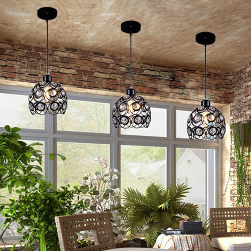 Minimalist Crystal Pendant Lamp With Hollowed-Out Dome Shape