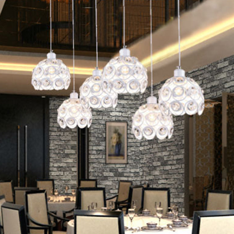 Minimalist Crystal Pendant Lamp With Hollowed-Out Dome Shape