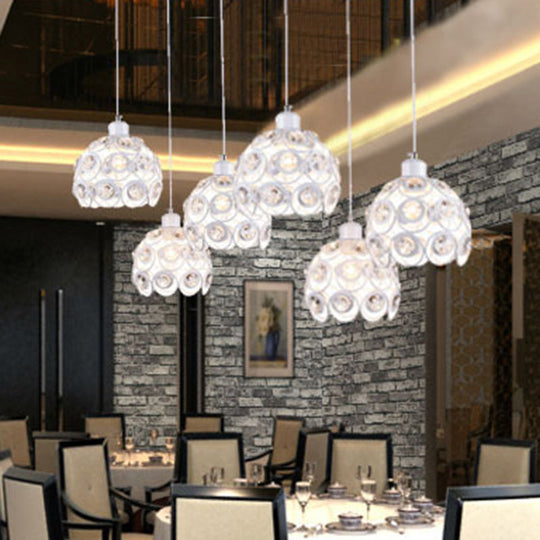Dome-Shaped Crystal Hollow Pendant Lamp: Minimalist Modern Hanging Light Fixture