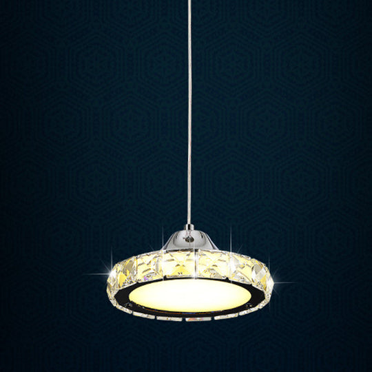 Modern Circular Led Crystal Pendant Light With Chrome Finish For Hanging Ceiling / Warm 5