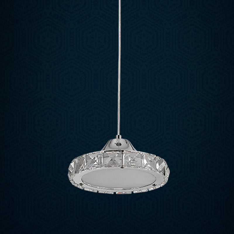 Modern Circular Led Crystal Pendant Light With Chrome Finish For Hanging Ceiling / White 5