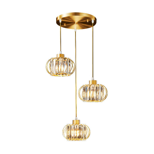 Modern Brass Globe Pendant Light With Crystal Accents Stylish Ceiling Lantern For Dining Area