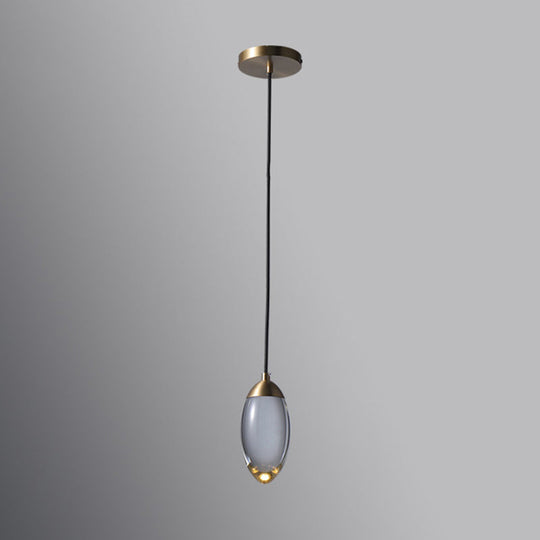 Brass Oval Mini Suspension Crystal Led Pendant Light For Minimalist Bedroom Ceiling