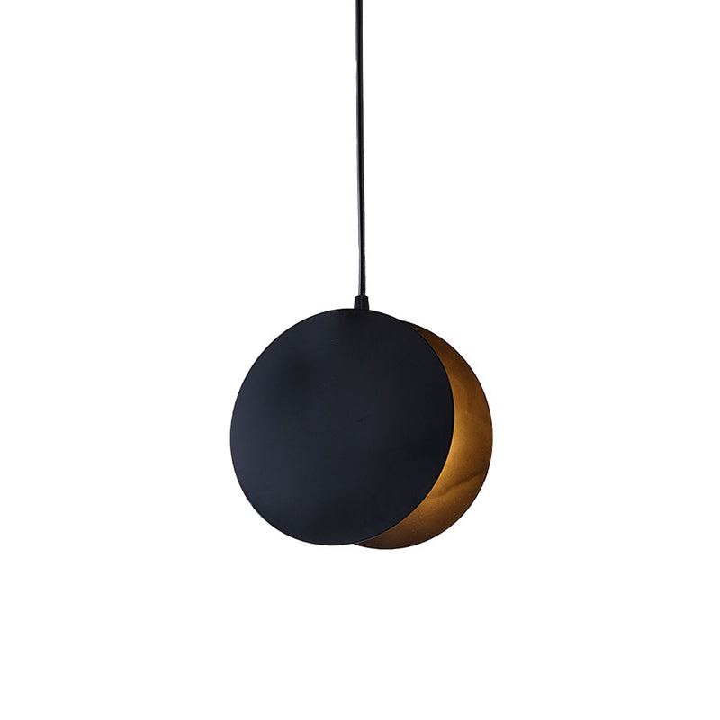 Shell-Inspired Round Pendant Lamp - Macaron Style Metal 1-Light Ceiling Light Black / 8’