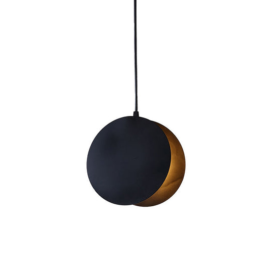 Shell-Inspired Round Pendant Lamp - Macaron Style Metal 1-Light Ceiling Light Black / 8’