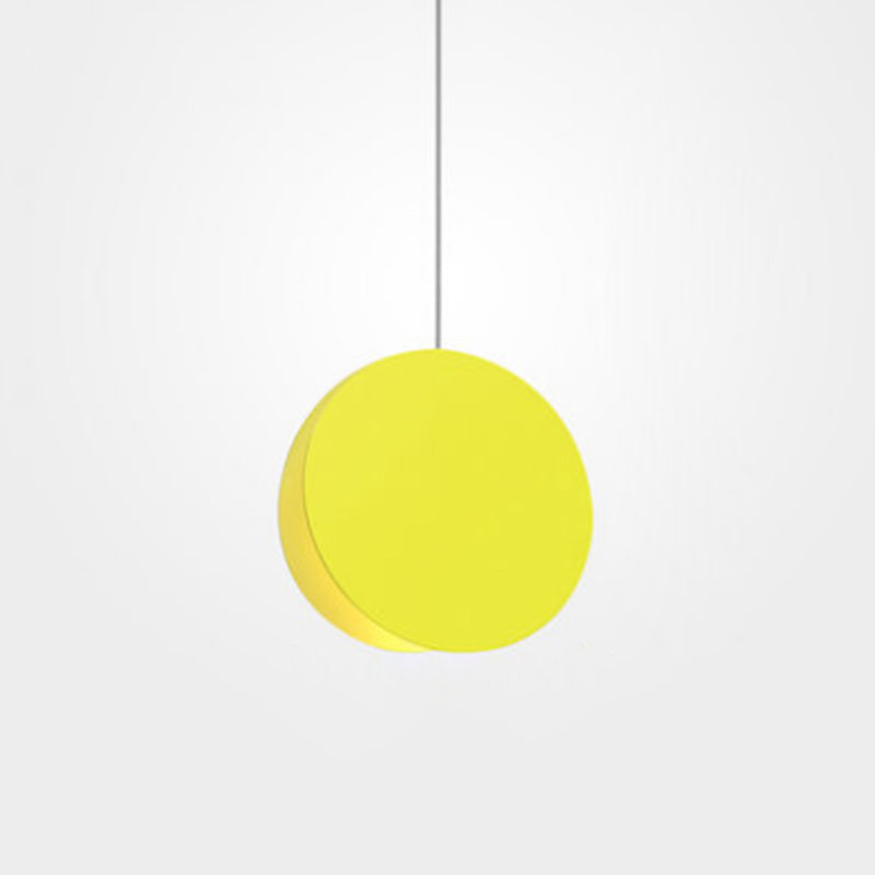 Shell-Inspired Round Pendant Lamp - Macaron Style Metal 1-Light Ceiling Light Yellow / 8’