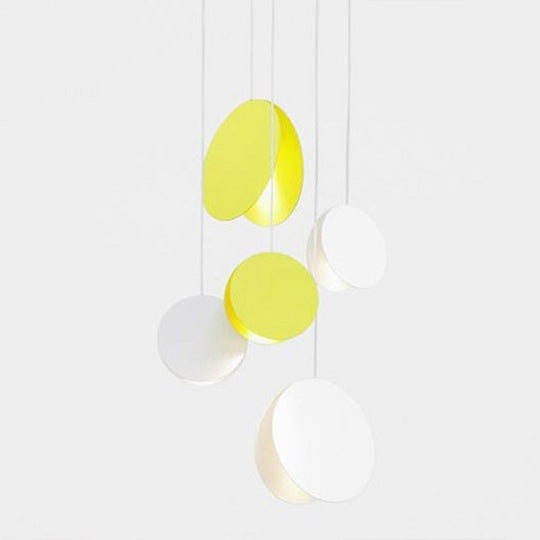 Shell-Inspired Round Pendant Lamp - Macaron Style Metal 1-Light Ceiling Light
