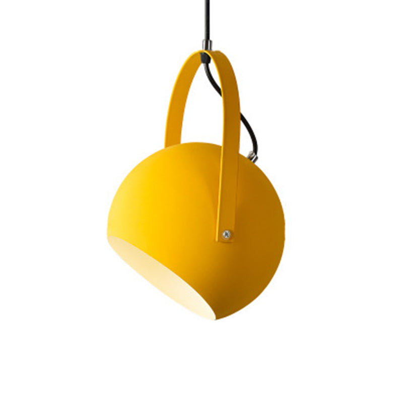 Dome Pendant Spotlight Restaurant Hanging Light Fixture - Macaron Metal With Arched Handle Yellow