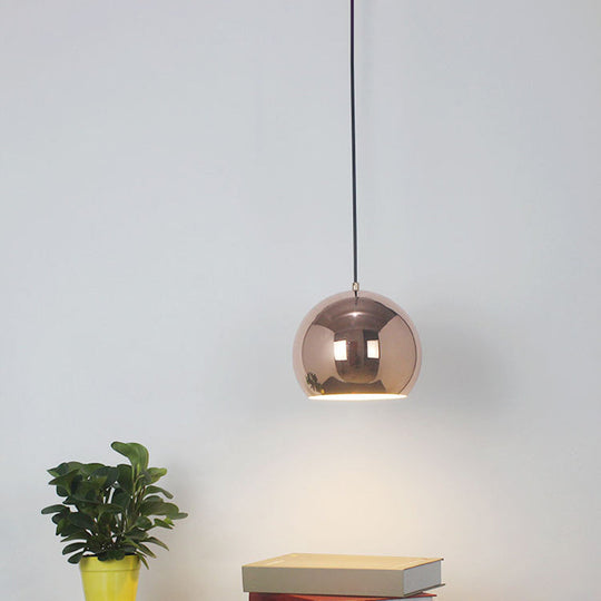 Macaron Creative Hanging Light Fixture With Revolving Dome Shade - 1 Head Suspension Rose Gold