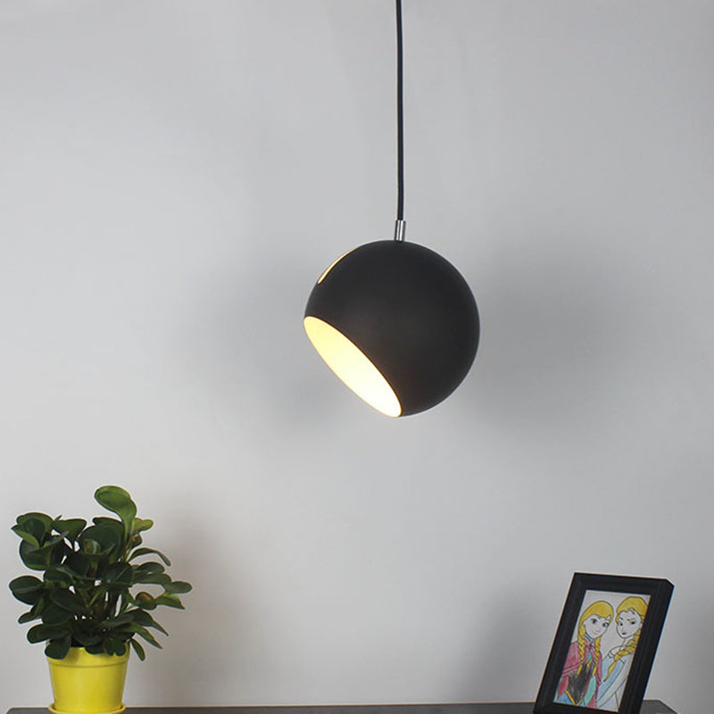 Macaron Creative Hanging Light Fixture With Revolving Dome Shade - 1 Head Suspension Black