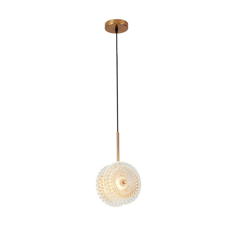 Brass Plated Crystal Glass Led Pendant Light For Dining Spaces