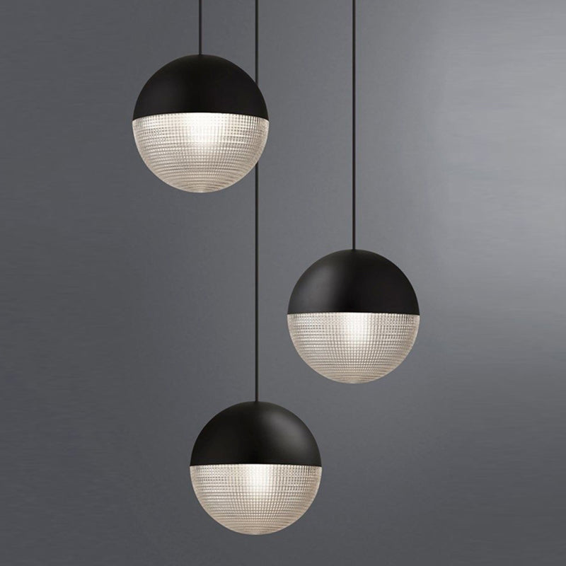 Modern Hemispherical Glass Pendant Light With Frosted Metal Lamp Body - Ideal For Aisles And Bars