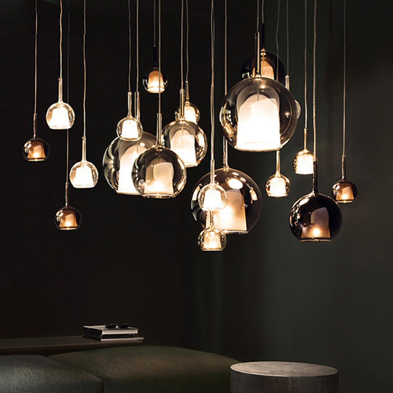 Modern Simplicity: Electroplated Glass Hanging Light In Ball Shape - 1-Light Pendant Lamp For Dining