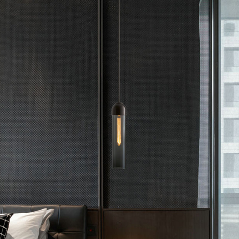 Minimalist Glass Tube Pendant Light With Adjustable Cord - Height 17.7 For Bedside And More