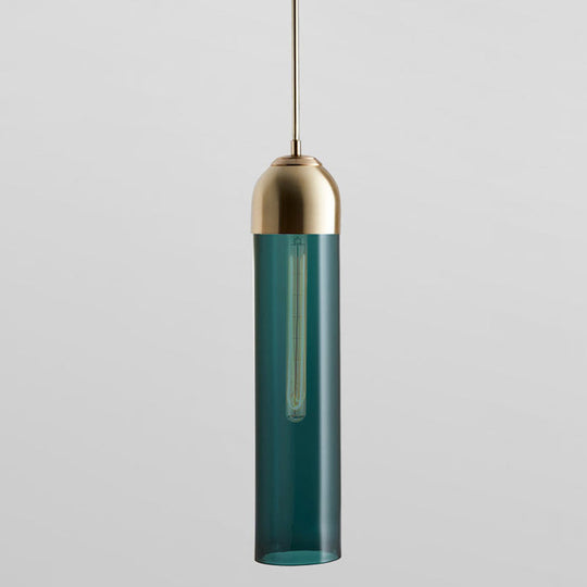Minimalist Glass Hanging Light - 17.7’ Height Tube-Shaped 1 Bedside Pendant With Adjustable Cord