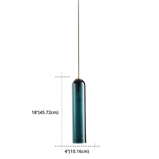 Minimalist Glass Hanging Light - 17.7’ Height Tube-Shaped 1 Bedside Pendant With Adjustable Cord
