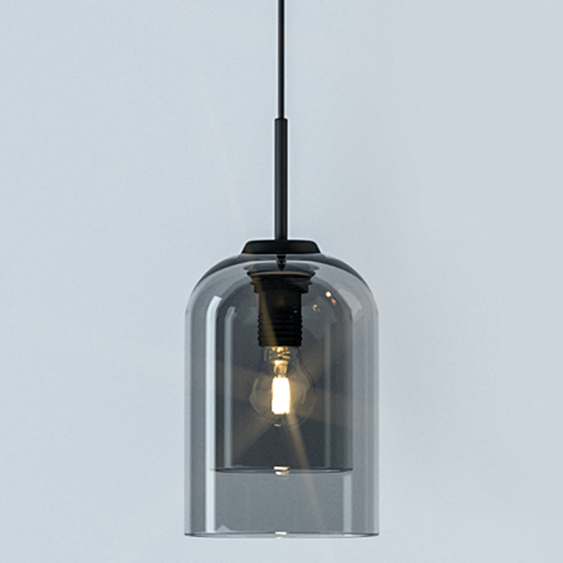 Minimalist Double Glass Shade Pendant Light For Aisle Bedroom - Modern And Stylish Smoke Gray
