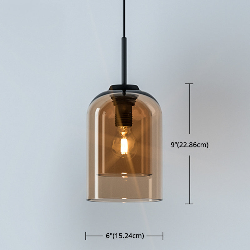 Minimalist Double Glasses Shade Pendant Light - Modern Ceiling For Aisles And Bedrooms