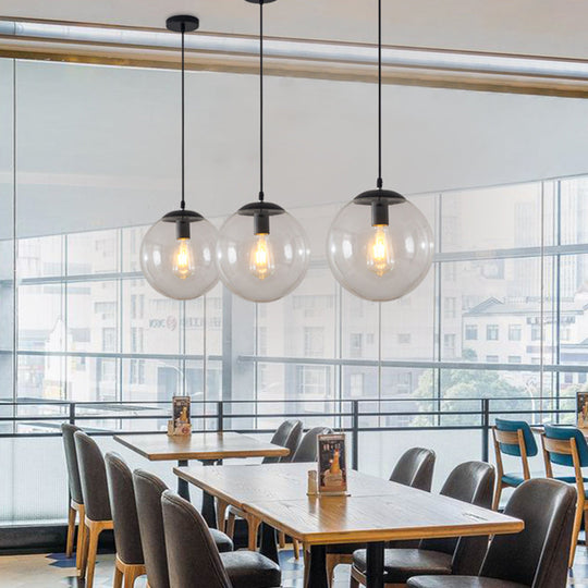 Minimalist Transparent Glass Ball Pendant Light With 39’ Hanging Wire