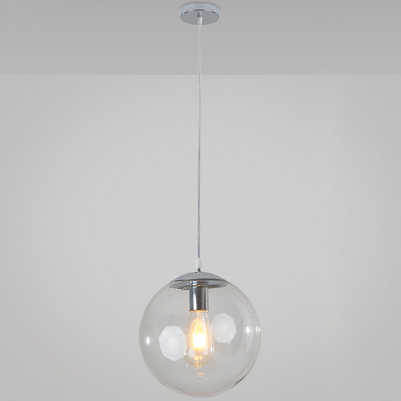 Minimalist Transparent Glass Ball Pendant Light With 39’ Hanging Wire Silver / 10’