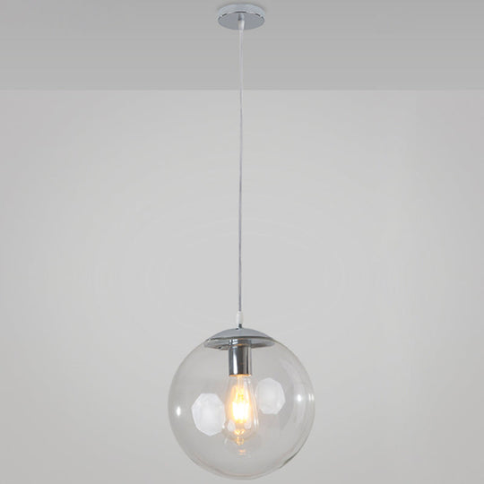 Minimalist Transparent Glass Ball Pendant Light With 39’ Hanging Wire Silver / 10’