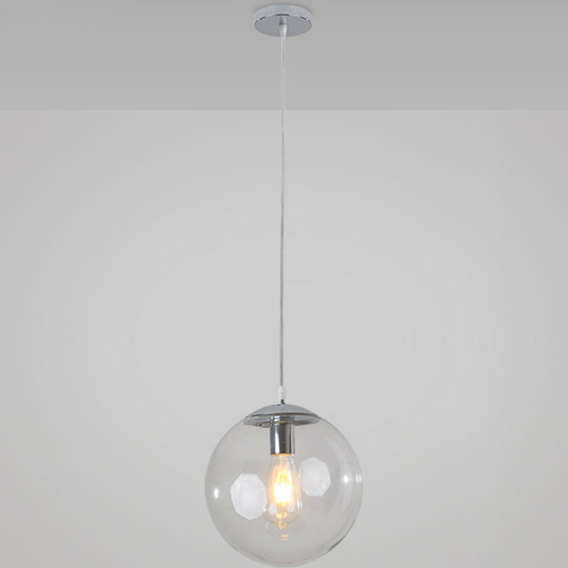 Minimalist Transparent Glass Ball Pendant Light With 39’ Hanging Wire Silver / 8’