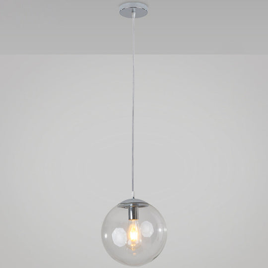 Minimalist Transparent Glass Ball Pendant Light With 39’ Hanging Wire Silver / 6’