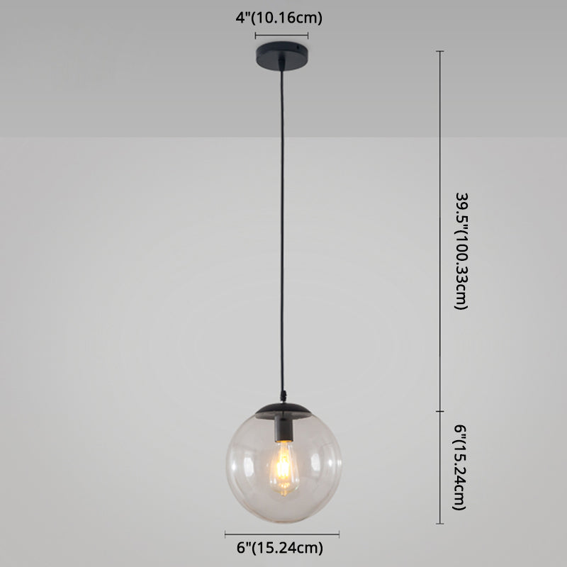 Minimalist 1-Light Pendant Light Bubble Transparent Glass Ball Shade With 39 Hanging Wire