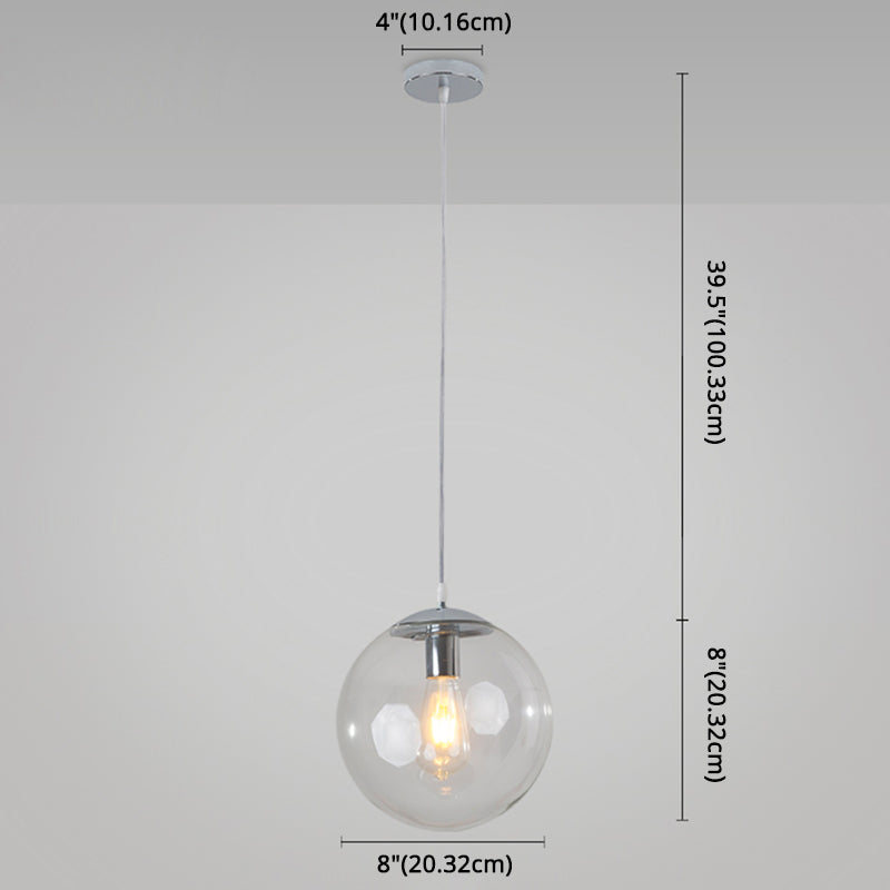 Minimalist 1-Light Pendant Light Bubble Transparent Glass Ball Shade With 39 Hanging Wire