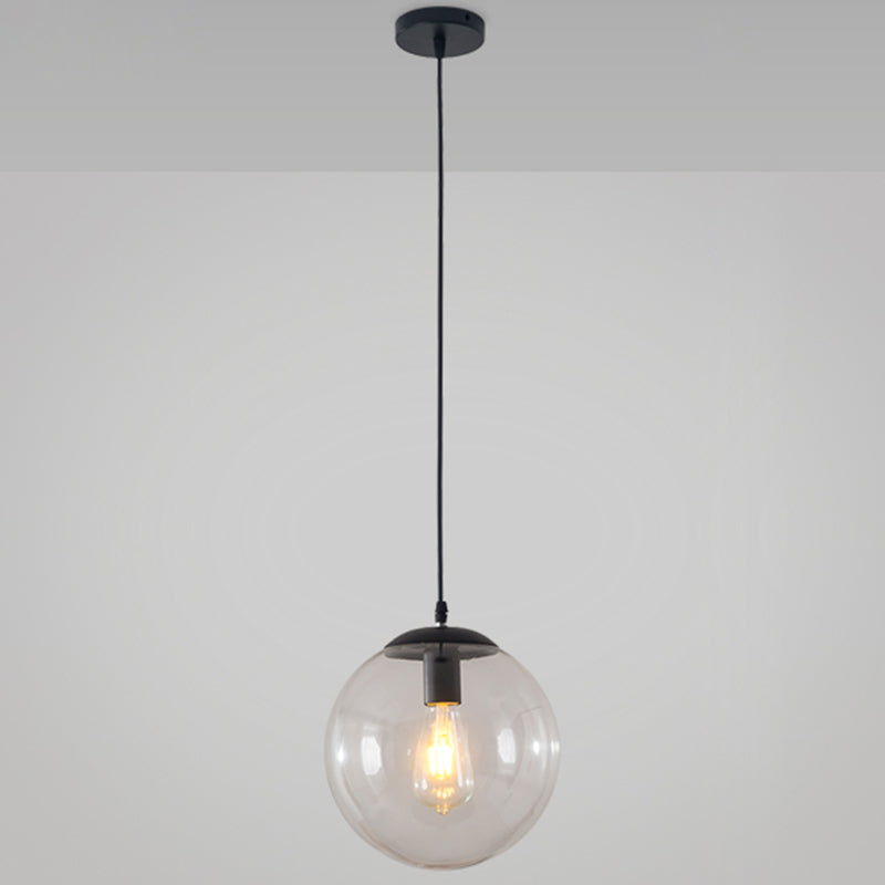 Minimalist 1-Light Pendant Light Bubble Transparent Glass Ball Shade With 39 Hanging Wire Black / 8
