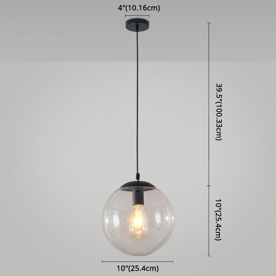 Minimalist 1-Light Pendant Light Bubble Transparent Glass Ball Shade With 39 Hanging Wire