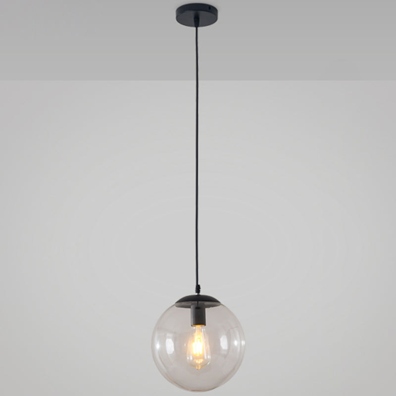 Minimalist Transparent Glass Ball Pendant Light With 39’ Hanging Wire Black / 6’