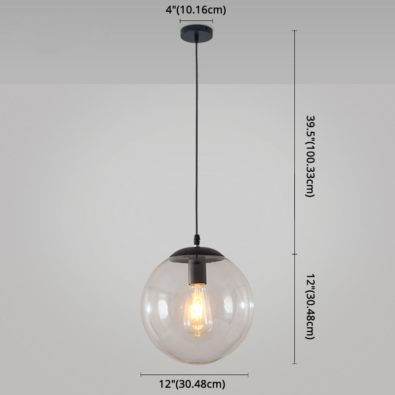 Minimalist 1-Light Pendant Light Bubble Transparent Glass Ball Shade With 39 Hanging Wire