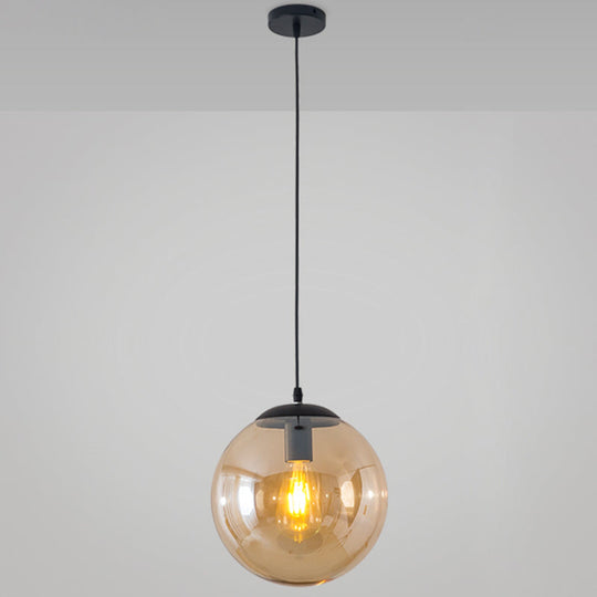 Minimalist 1-Light Pendant Light Bubble Transparent Glass Ball Shade With 39 Hanging Wire Amber / 10
