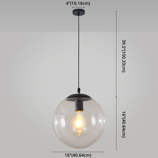 Minimalist 1-Light Pendant Light Bubble Transparent Glass Ball Shade With 39 Hanging Wire