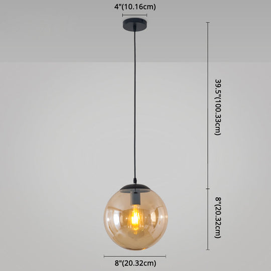 Minimalist 1-Light Pendant Light Bubble Transparent Glass Ball Shade With 39 Hanging Wire