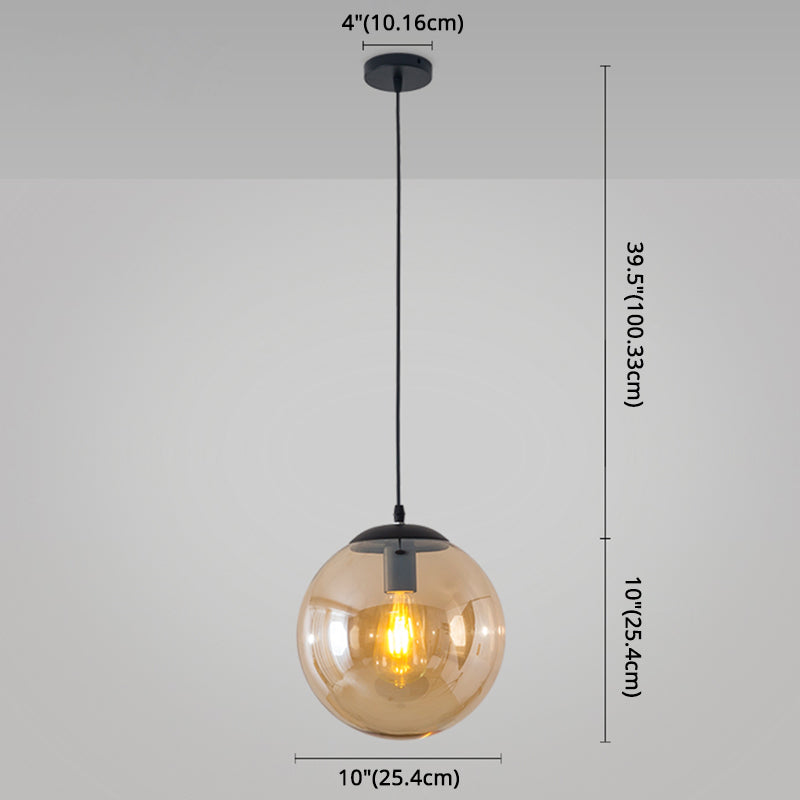Minimalist Transparent Glass Ball Pendant Light With 39’ Hanging Wire