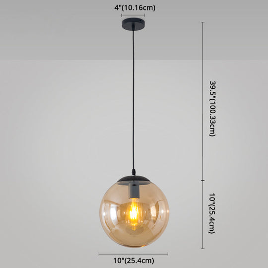 Minimalist Transparent Glass Ball Pendant Light With 39’ Hanging Wire