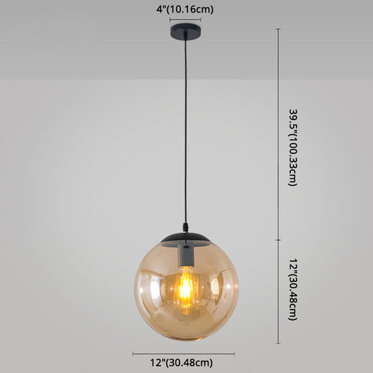 Minimalist Transparent Glass Ball Pendant Light With 39’ Hanging Wire