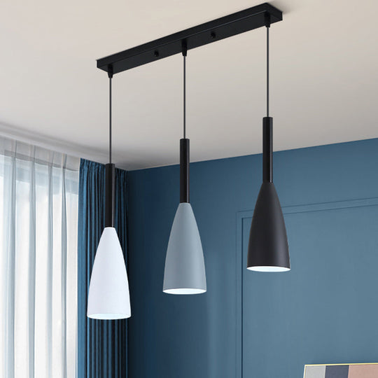 Metal Goblet Shade Hanging Light - Macaroon Style 3 Lights Perfect For Dining Room And Foyer