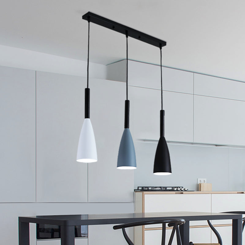 Metal Macaroon Style Goblet Shade Hanging Light - 3 Lights Suspension Lamp For Dining Room Foyer