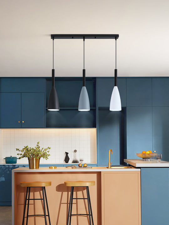 Metal Macaroon Style Goblet Shade Hanging Light - 3 Lights Suspension Lamp For Dining Room Foyer