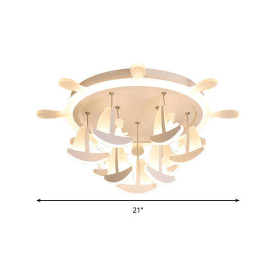 Rubber Canopy Pendant Chandelier With Boat Acrylic Shade And Kids Led Hanging Light