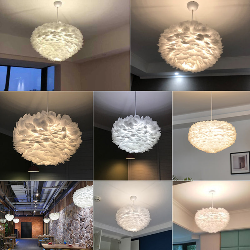 Nordic Style Heart Ceiling Light - White Metal Pendant Lamp For Bedrooms