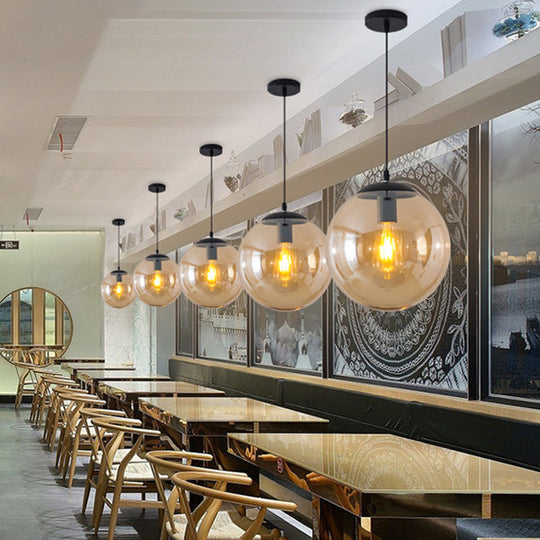 Minimalist Pendant Ceiling Light With Orb Glass Shade - Ideal Restaurant Lighting Fixture