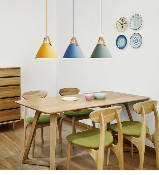 Minimalist Conical Pendant Lighting Fixture For Dining Room - Metal Hanging Lamp