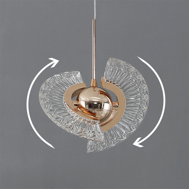 Modern Crystal Led Pendant Light In Gold For Living Room